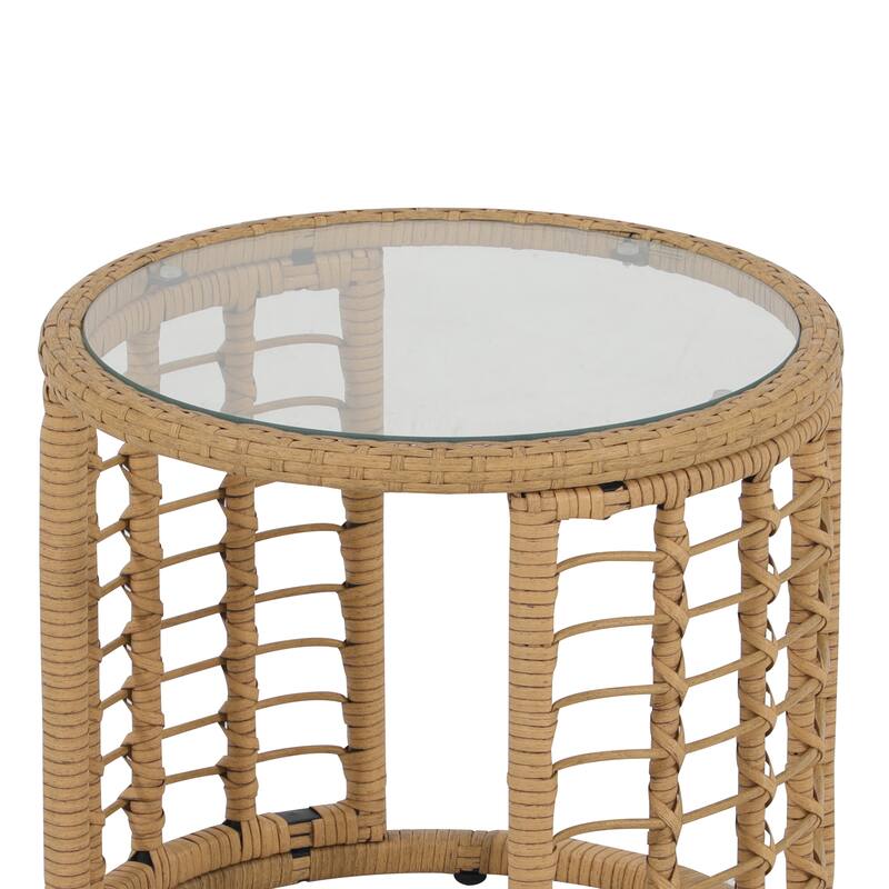 3-Piece Cushioned Bistro Set Patio Wicker Chair and Side Table