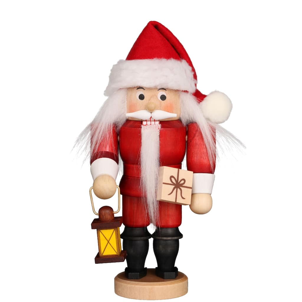 6.5” Dark Red Stain Santa Christmas Handmade Wooden Nutcracker