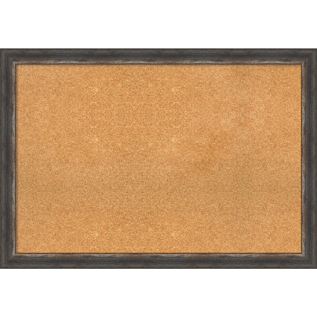 Bark Rustic Char Narrow Framed Cork Bulletin Memo Board
