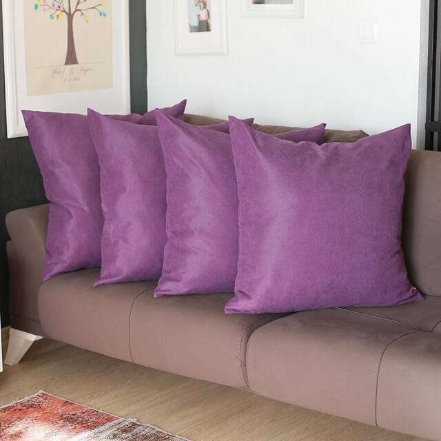 Decorative Square Solid Color Throw Pillow Cover (Set of 4) - Purple-26x26