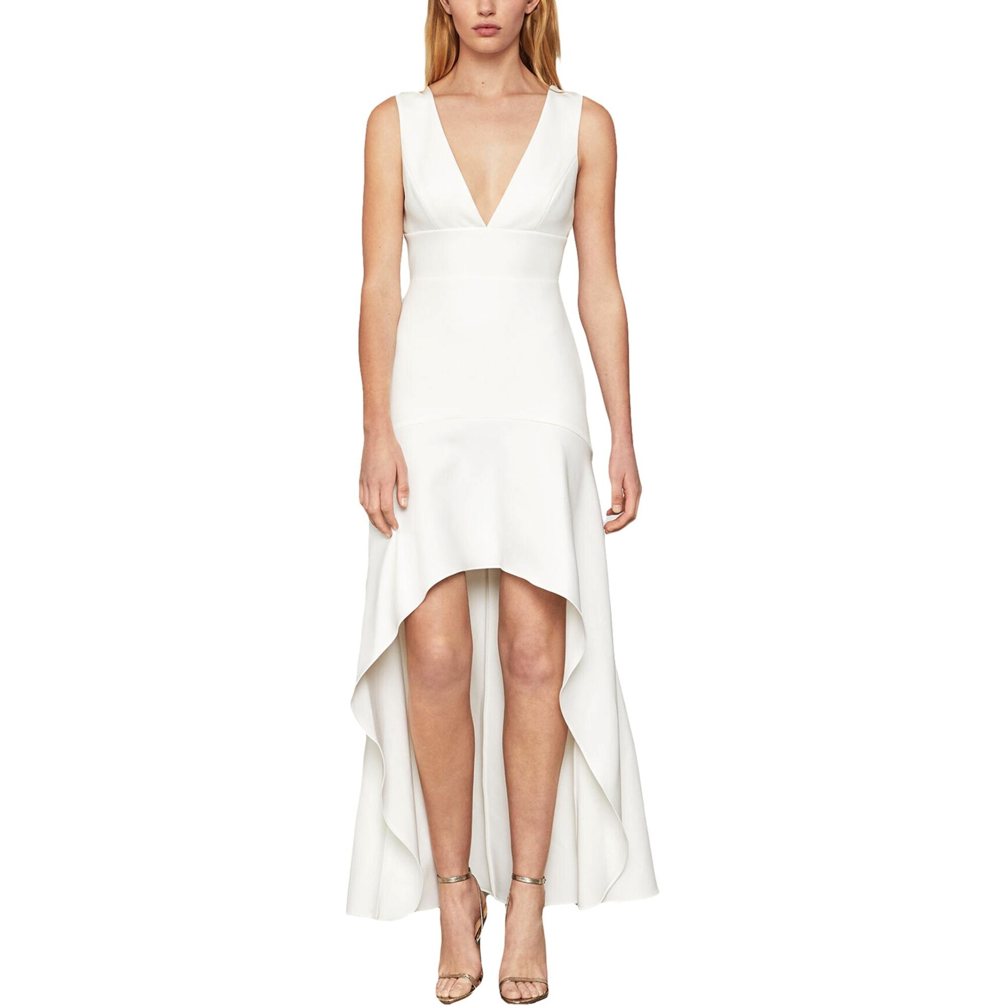 white bcbg gown