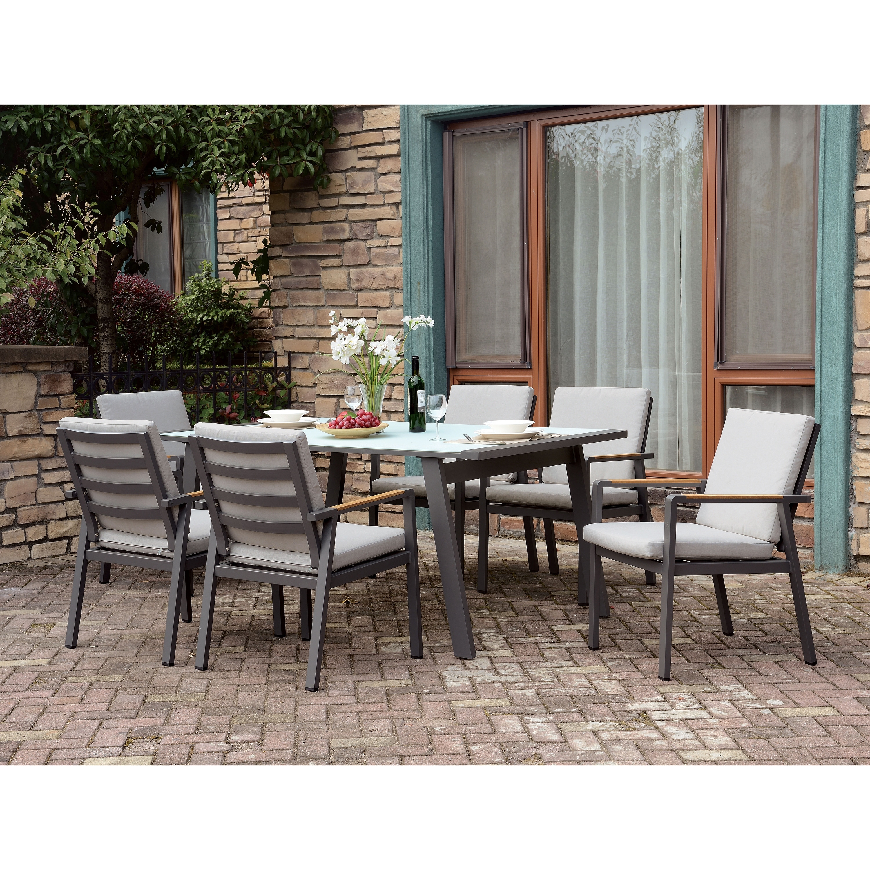 Grey metal garden table top