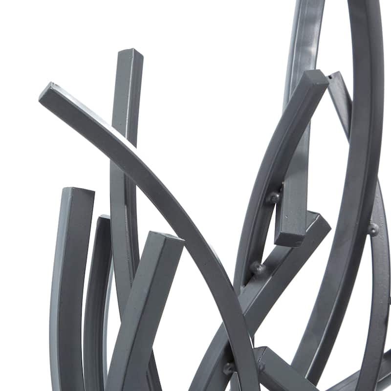 Metal Abstract Sculpture with Marble Base - Gray - Roche River Decor - 7"W x 17"L x 24"H