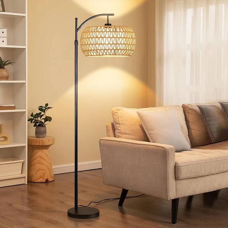 Arc Floor Lamp with Table and Shelves