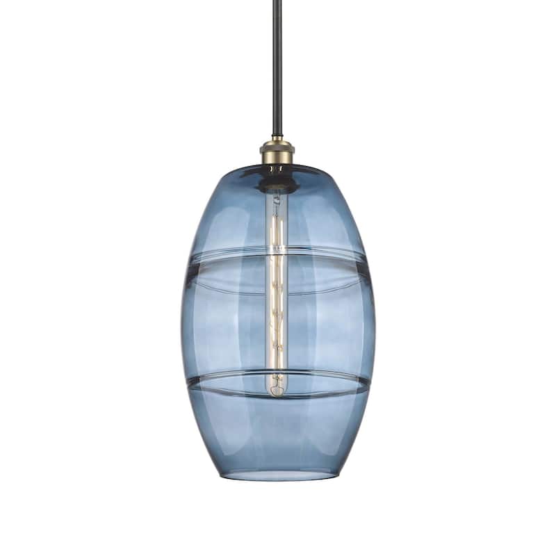 Innovations Lighting 516-1S-19-10 Vaz Pendant Vaz 10" Wide Mini - Black Antique Brass / Princess Blue