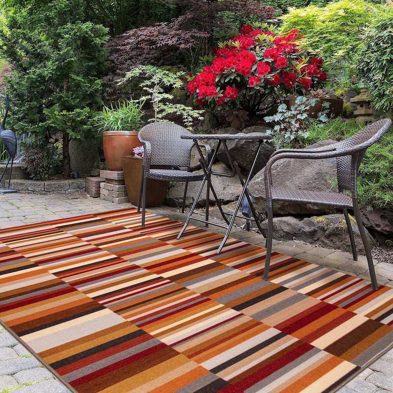 Superior Arden Modern Striped Non-Slip Indoor Outdoor Area Rug - 8' x 10'