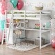 preview thumbnail 1 of 13, Modern Twin Size Loft Bed With Desk And Shelves,Two Built-in Drawers,For Bedroom White