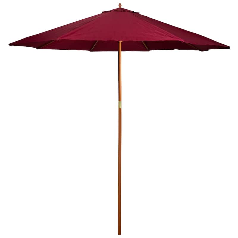 8.5ft Outdoor Patio Market Umbrella with Wooden Pole, Burgundy