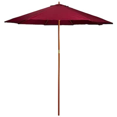 8.5ft Outdoor Patio Market Umbrella with Wooden Pole, Burgundy