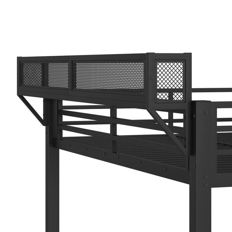 Queen over Queen Bunk Bed with Storage Shelves & Drawers, USB Ports & LED Lights, Convertible Sofa Lower Bed