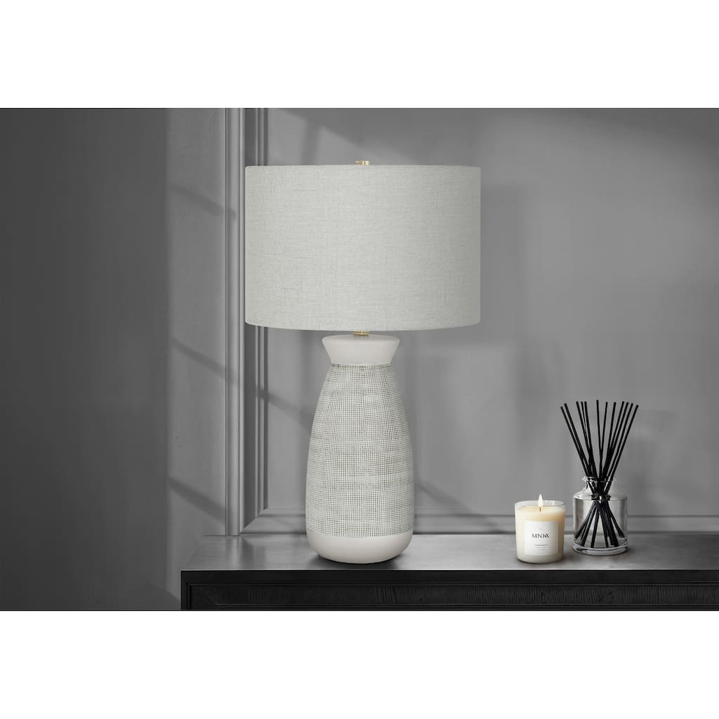 Ceramic Table Lamp 27 Inch Height with Linen Shade 3 Way Switch