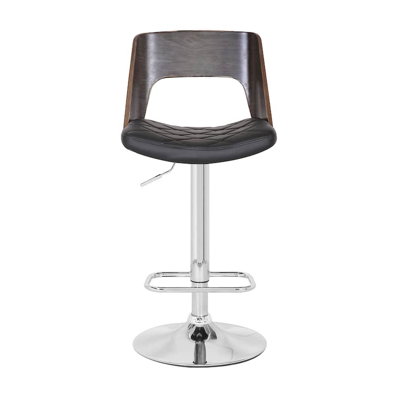 Mid Century Modern Wood/ Metal Adjustable Swivel Barstool