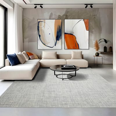 Slate Multi Sizes Hand Woven Oriental Rug Textured 80% Wool 20% Nylon