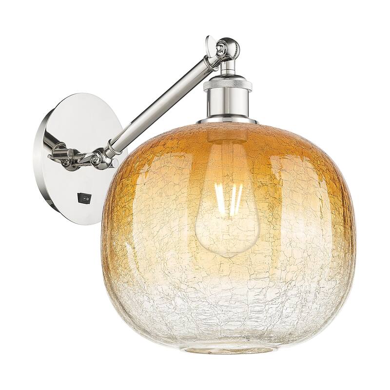 Innovations Lighting 317-1W-12-11 Brookhaven Sphere Sconce Brookhaven - Polished Nickel / Amber