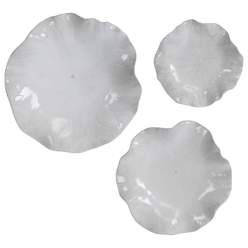 Uttermost Abella Abstract Flower Ceramic Wall Art - Set of 3 - Fresh White