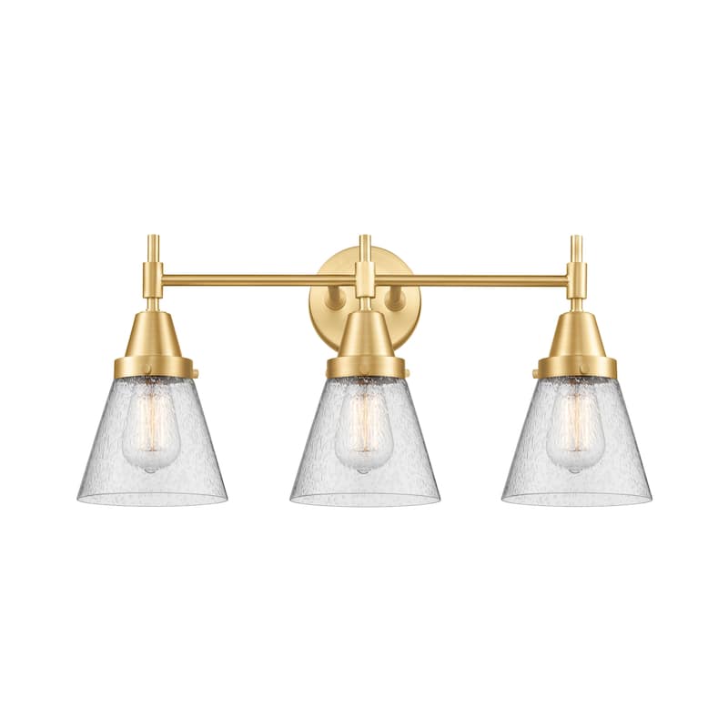 Innovations Lighting 447-3W-11-25 Cone Vanity Cone 3 Light 25" Wide - Satin Gold / Seedy