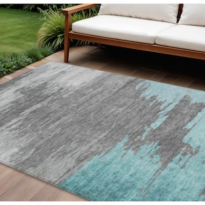 HomeRoots Abstract Transitional Rectangle Outdoor Rug