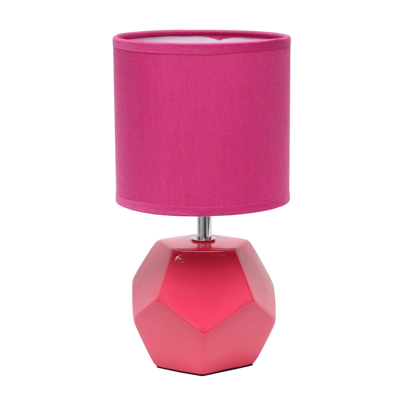 10.24" Modern Geometric Table Lamp with Ceramic Base and Fabric Shade for Bedroom or Office - 5.51"L x 5.51"W x 10.24"H - Pink