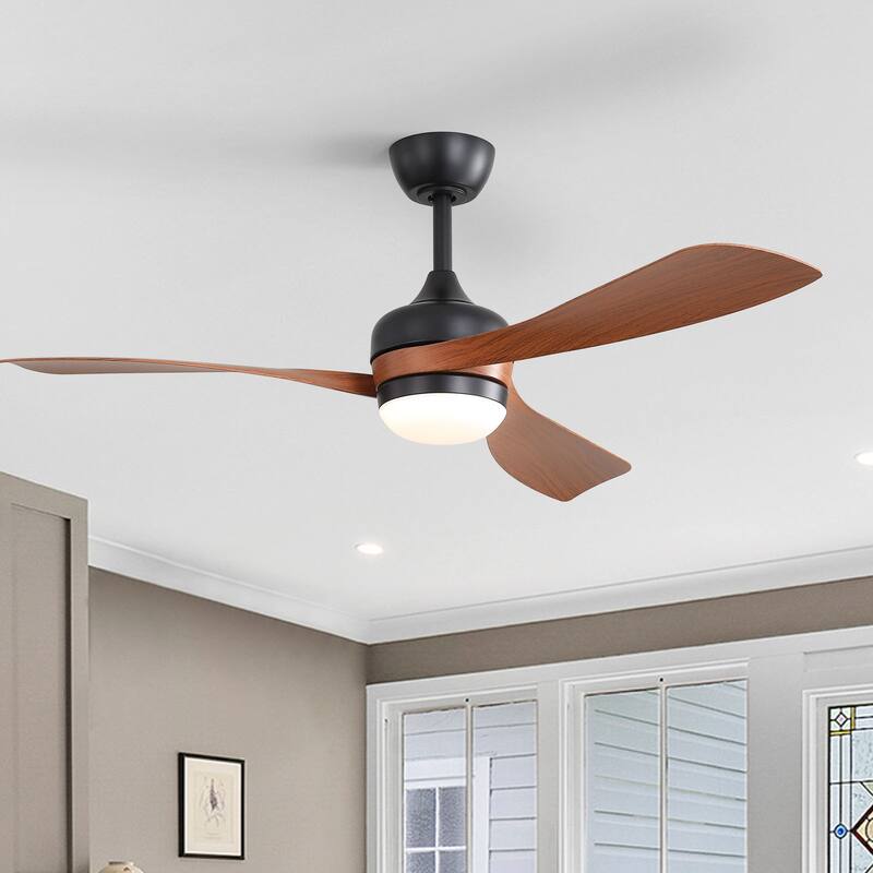 52" Ceiling Fan with LED Light, Remote Control,3 ABS Blades - Brown