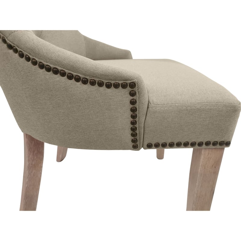 Tufted Back Armless Upholstered Dining Chair - 35" - Cream - Set of 2