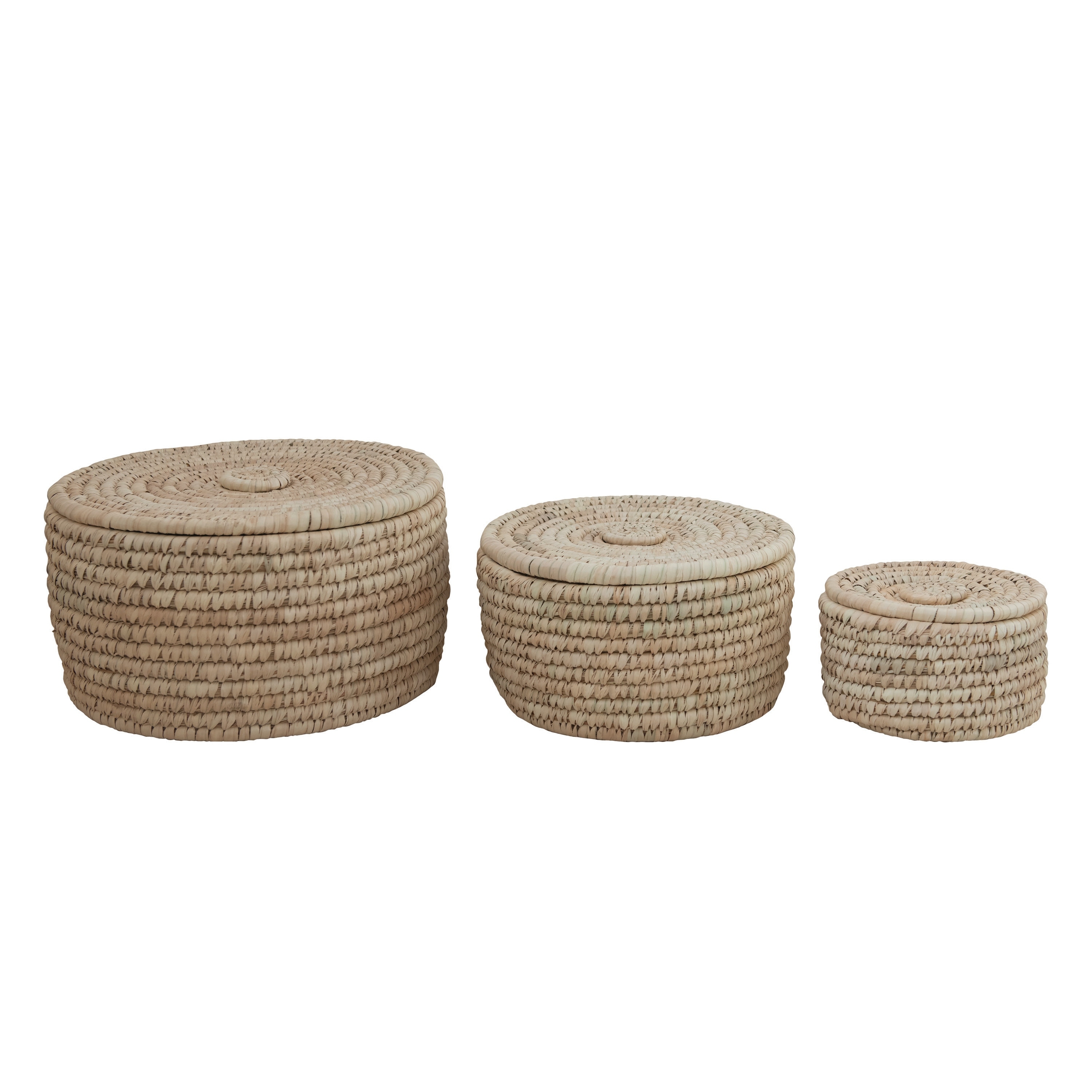Hand-Woven Grass  Date Leaf Baskets with Lids, Set of On Sale Bed  Bath  Beyond 33746645
