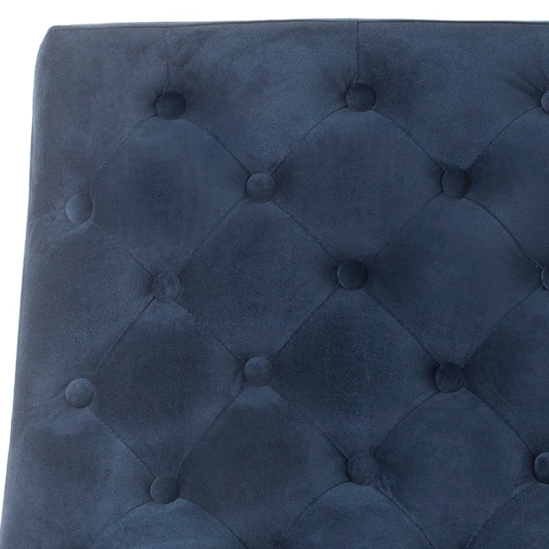 SAFAVIEH Mid-Century Modern Glam Hadley Tufted Velvet Navy Blue Club Chair - 25" x 30" x 32"