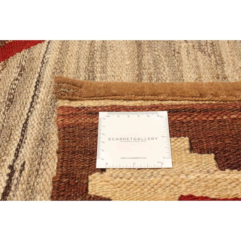 ECARPETGALLERY Flat-Weave Ankara FW Cream Wool Kilim - 6'4 x 9'8