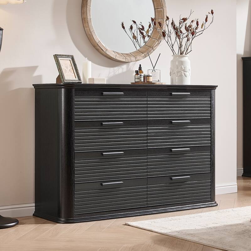 Fluted Curved Dresser with Drawers for Bedroom, Chest of Drawers Closet Storage Organizer