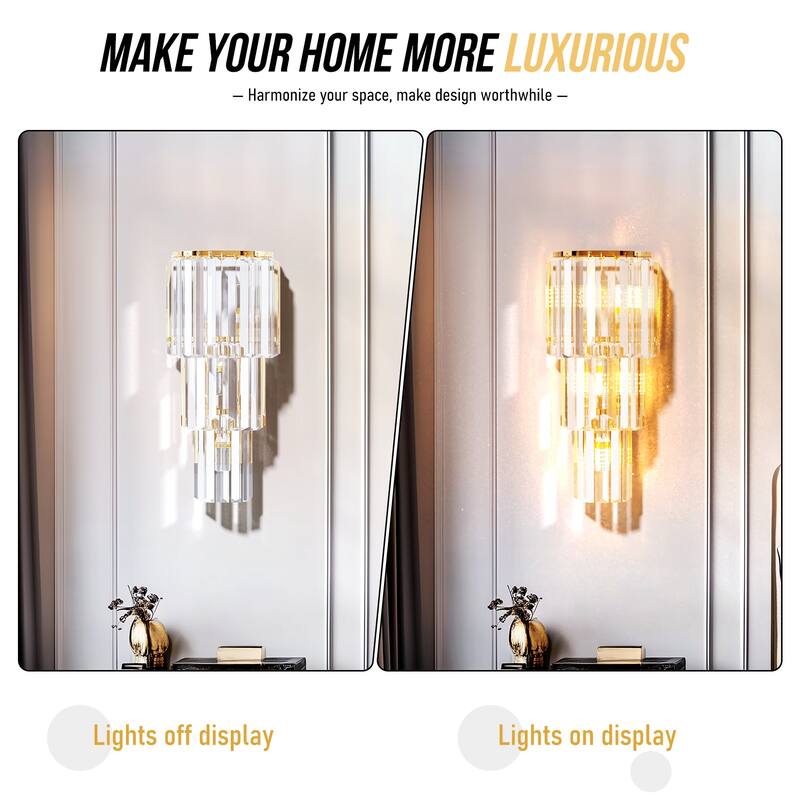 Modern Wall Sconce Contemporary Crystal Gold Bathroom Light Fixtures