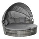 preview thumbnail 2 of 7, Outsunny 5 Pieces Patio PE Wicker Lounge Set, Outdoor Rattan Garden Conversation Furniture Set, Round Sofa Bed