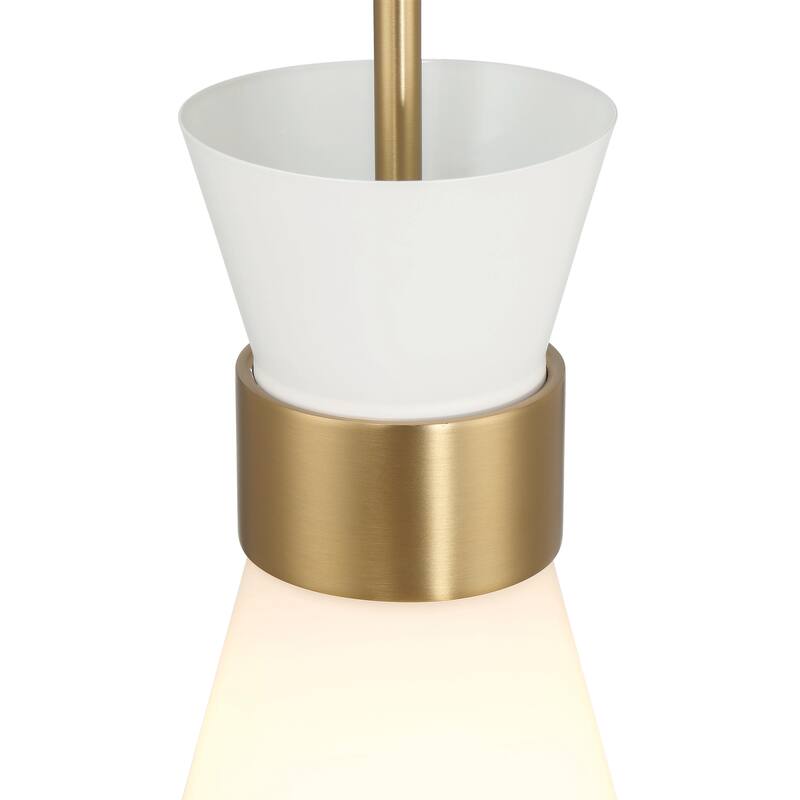 Kit Tapered Opal Glass and Metal Ceiling Light - 7.0"L x 7.0"W x 12.0"H