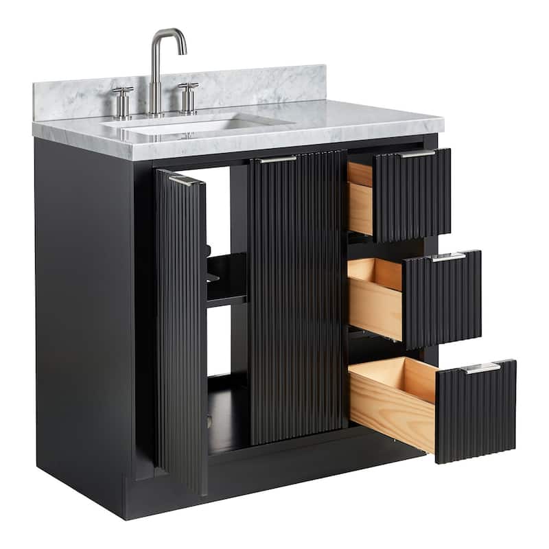 Ariel P37LCWRVO Milan 37" Free Standing Single Basin Vanity Set with