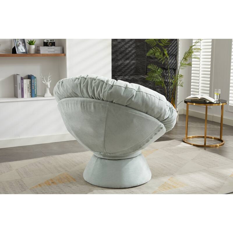Light Blue Modern 37" 360° Swivel Barrel Chair with Sturdy Base and Large Cushion for Living Room