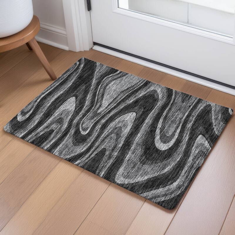 Machine Washable Indoor/ Outdoor Abstract Busey Chantille Rug