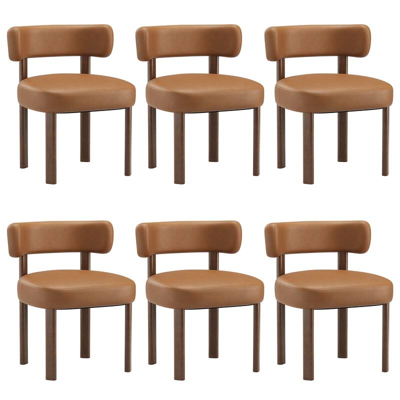 Modern Upholstered Dining Chairs with Solid Wood Legs Ergonomic Backrest - Set of 2