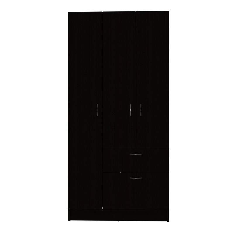 32.2" Modern Double-door Armoire with Five Shelves and One Drawer for Bedroom
