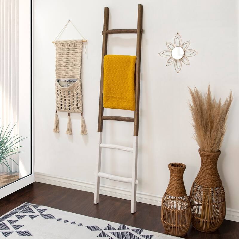 Sagebrook Home Rustic 6ft Tall Blanket Ladder, Decorative Freestanding Ladder For Storage - 19" x 2" x 76"