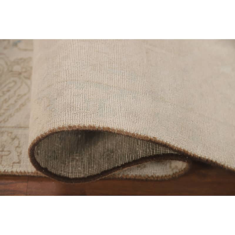 Hand Knotted Oriental 100% Wool Carpet Traditional Medallion Beige & Ivories Tabriz Area Rug - 4' 9'' X 3' 0''