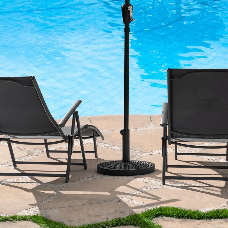 Outdoor 26 lb. Round Black Patio Umbrella Base, Polyethylene and Concrete