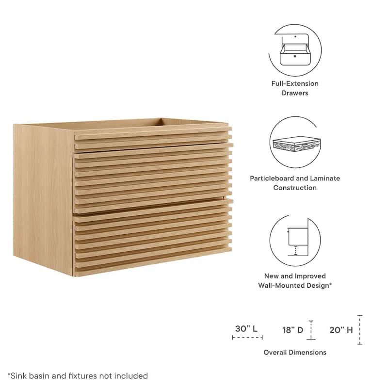 Render 30" Wall-Mount Bathroom Vanity (Sink Basin Not Included)