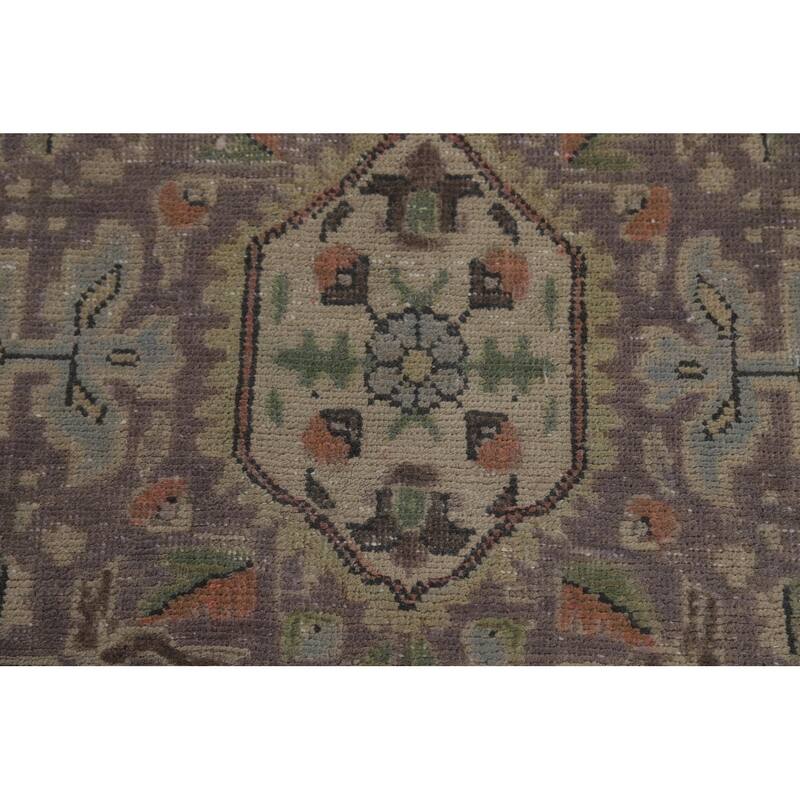 Hand Knotted Oriental 100% Wool Carpet Traditional Medallion Navy Blue & Blues Tabriz Area Rug - 9' 7'' X 6' 6''