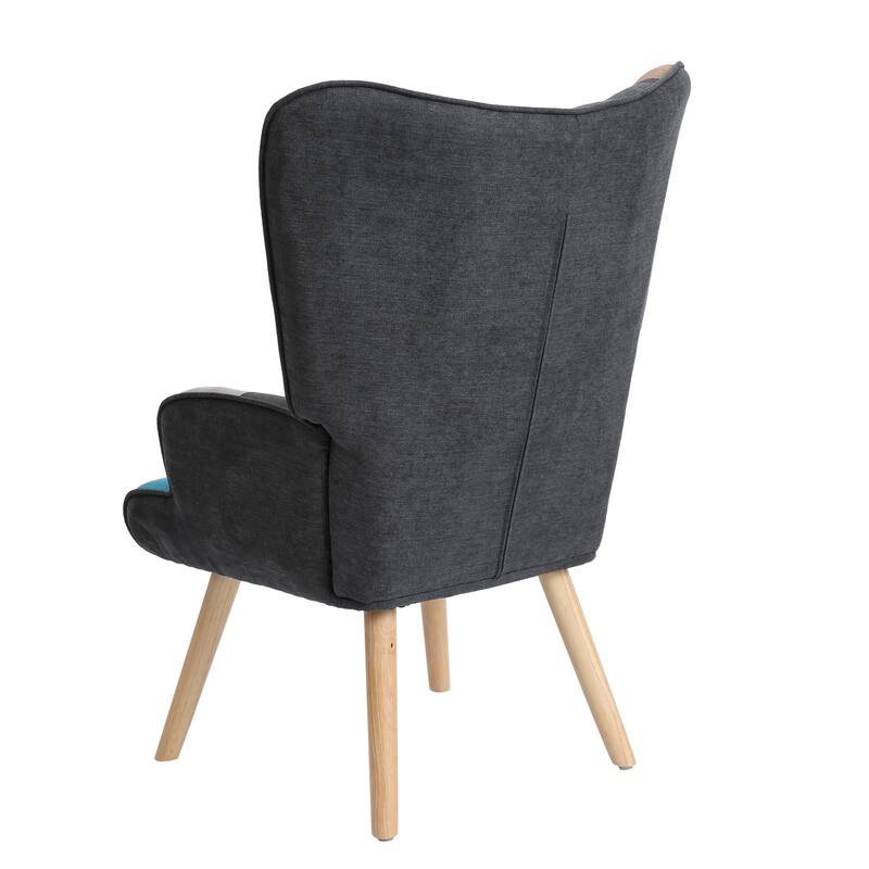 Creative Splicing Cloth Accent Chair with Ottoman