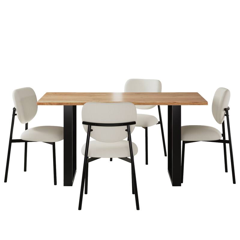 Christopher Knight Home - Delano 5-Piece Dining Set with Acacia Wood and Aluminum Table