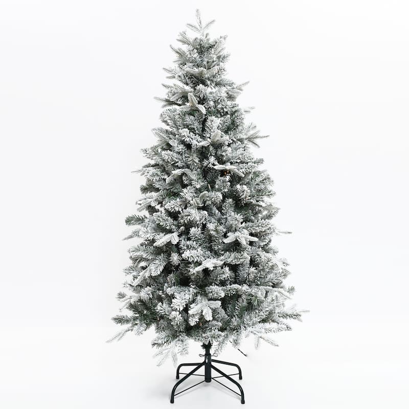 5Ft Pre-Lit Full Artificial Flocked Christmas Tree - 60" H x 33.9" W x 33.9" D