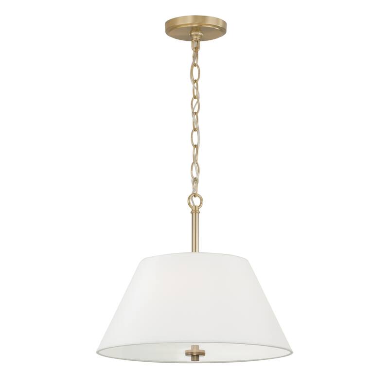 15"W x 13.25"H 3-Light Dual Mount Pendant in Matte Brass with White Fabric Shade and Glass Diffuser - 15"W x 13.25"H - 15"W x 13.25"H - Matte Brass
