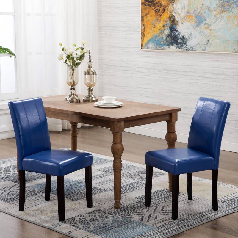 Subrtex Homes and Gardens PU Leather Dining Chair (Set of 2) - Blue