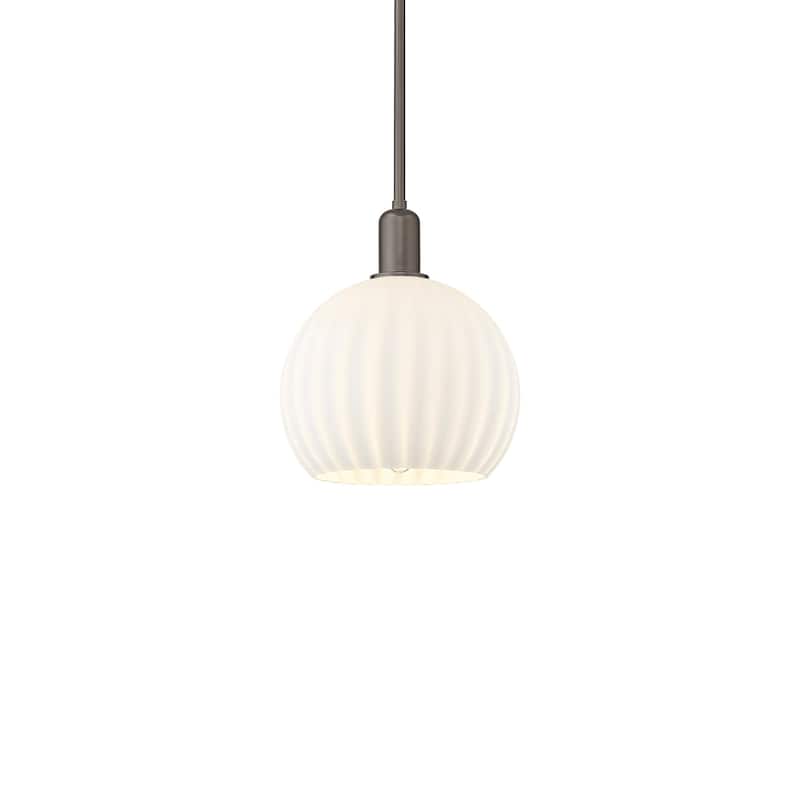 Innovations Lighting 716-1S-13-10 White Venetian Pendant White - Oil Rubbed Bronze / White Venetian
