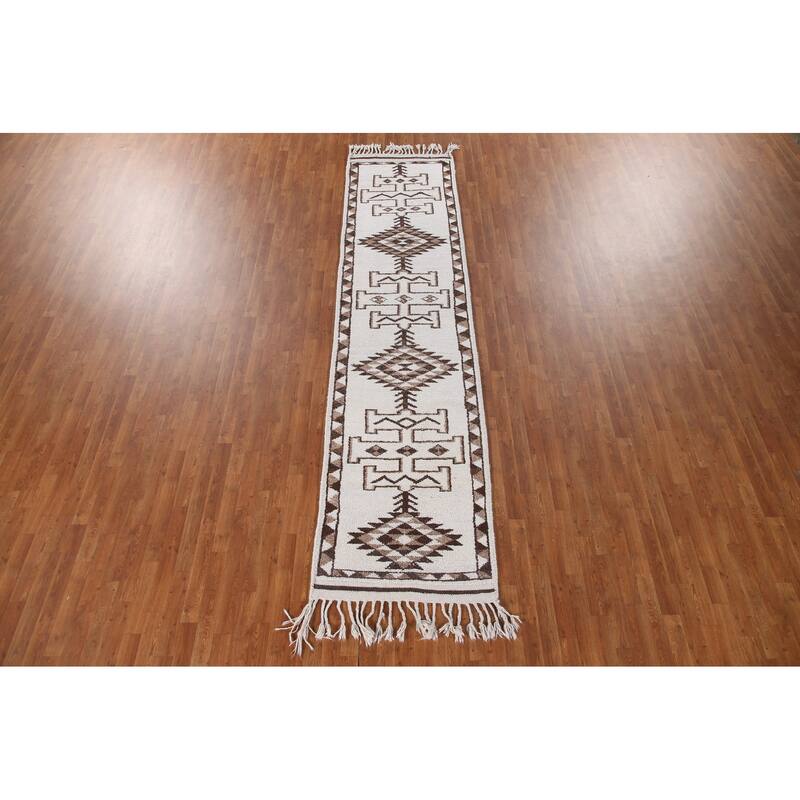 Beige Anatolian Turkish Runner Rug Handmade Tribal Wool Carpet - 2'11"x 12'7"