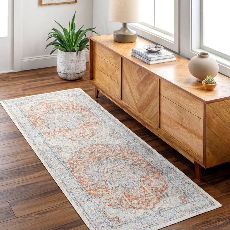 Livabliss Lillian Machine Washable Distressed Area Rug - Light Blue - 2' 3" x 3' 9"