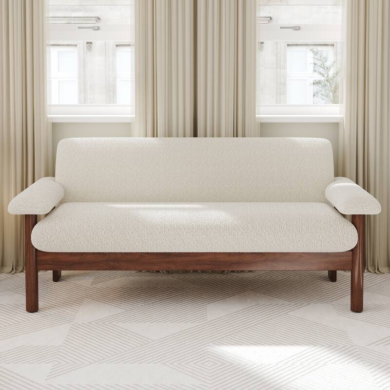 Christopher Knight Home - Arlo Modern Upholstered 2-Seater Loveseat with Armrest Pillows and Rubberwood Frame - Beige